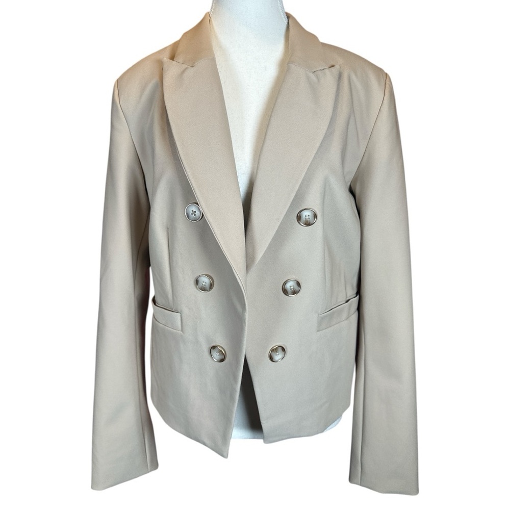 Nicole Miller NWT Beige Double-Breasted Blazer - Picture 9 of 9